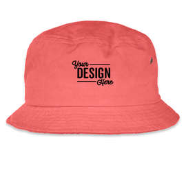 Mega Cap Pigment Dyed Twill Washed Bucket Hat - Color: Coral