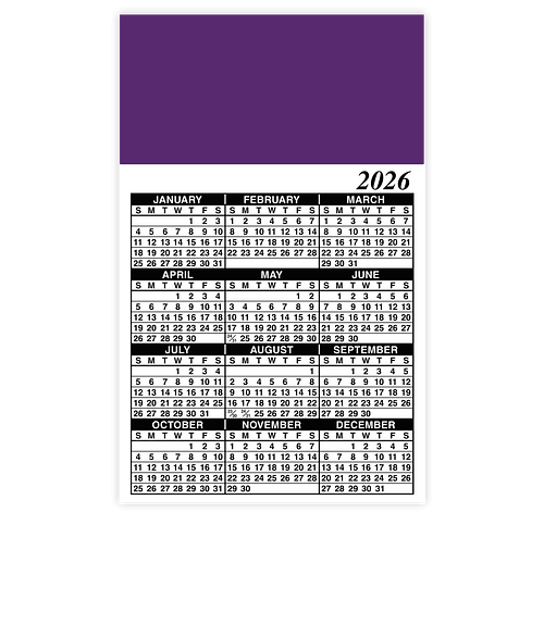 Full Color Calendar Magnet - .019" in Team Purple