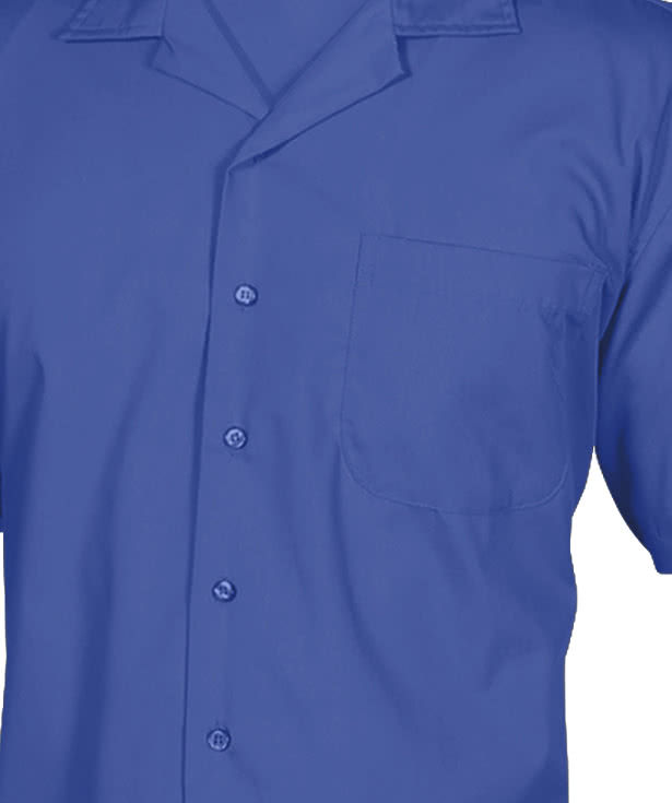 Blue Generation Poplin Short Sleeve Camp Shirt - Embroidered
