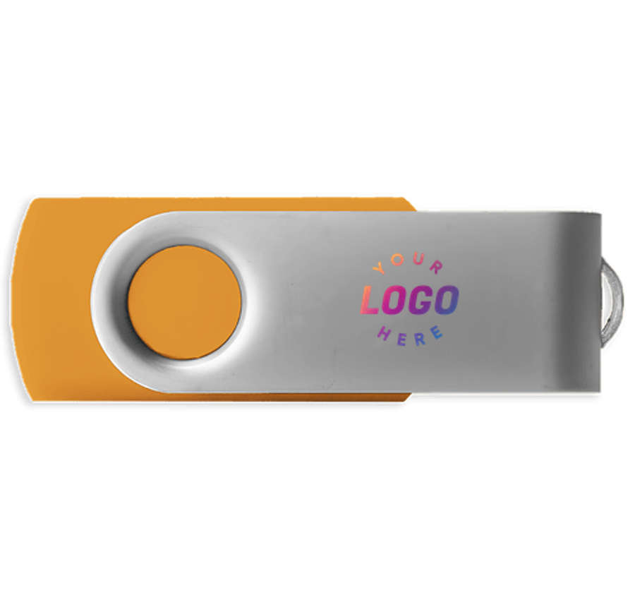 Full Color Silver Swivel USB Flash Drive 8GB in Orange