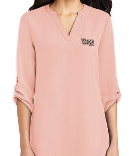 Port Authority Women's 3/4 Sleeve Tunic Blouse - Color: Rose Quartz