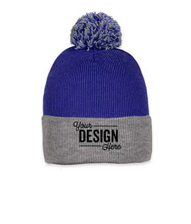 Sportsman Pom Pom Beanie - Color: Royal / Heather Grey