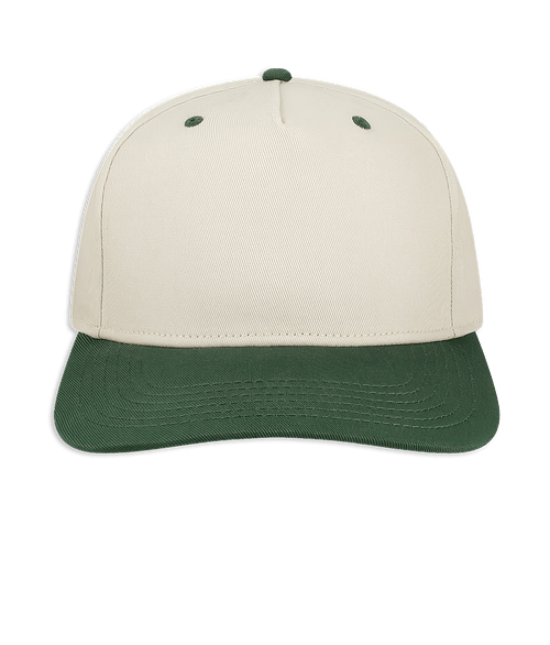 Legacy Heritage Twill Five Panel Baseball Hat in Stone / Dark Green