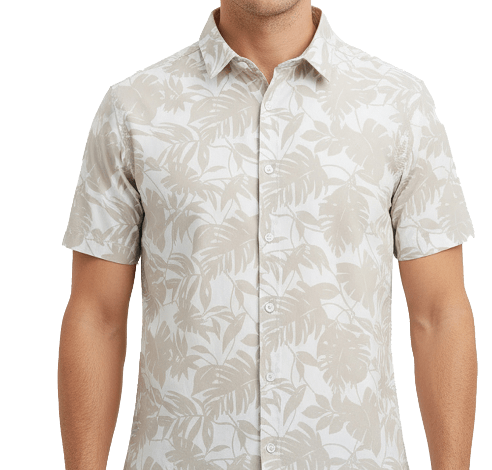 Edwards UPF 40 Palm Leaf Print Short Sleeve Camp Shirt-default