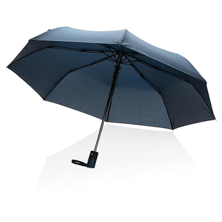 Full Color 21" Arc Impact AWARE Recycled Mini Auto Open Umbrella in Navy