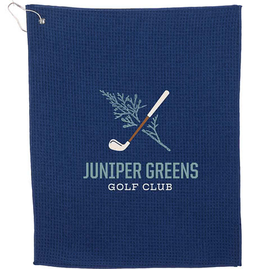 Full Color Recycled Microfiber Waffle Golf Towel in Black