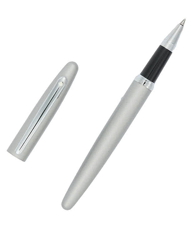 Laser Engraved Sheaffer VFM Brushed Chrome Rollerball (black ink)