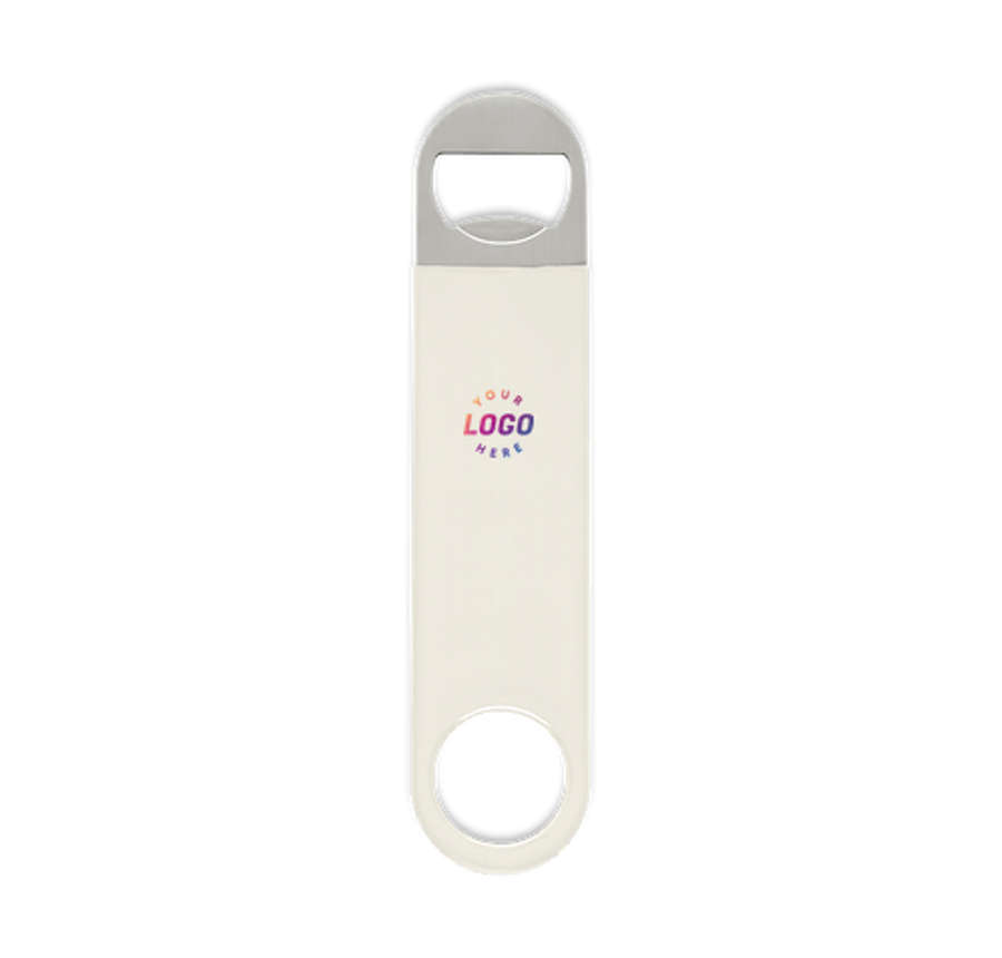 Vinyl Coated Stainless Steel Bottle Opener in White
