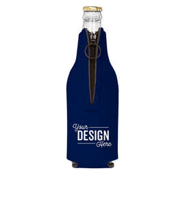 Foldable Foam Zipper Bottle Cooler - Color: Navy
