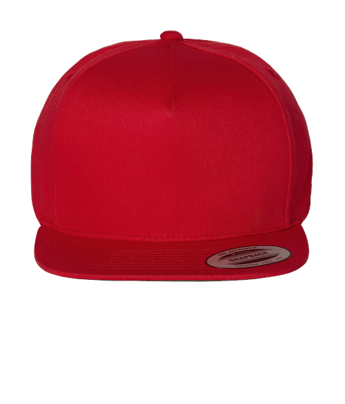 Yupoong Five Panel Cotton Twill Snapback Baseball Hat in Red