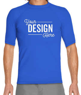 Wet Effect Short Sleeve Rash Guard Shirt - Color: Royal Blue