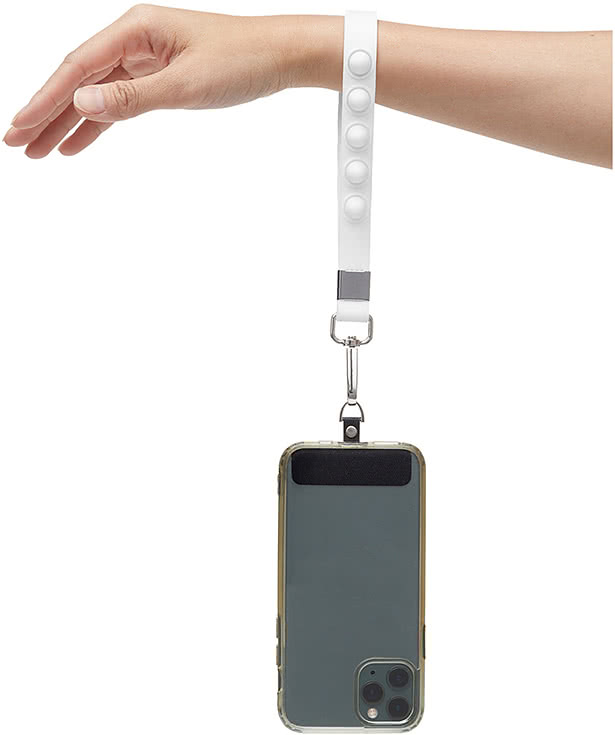 Push Pop Stress Reliever Silicone Wristlet Keychain with Phone Holder