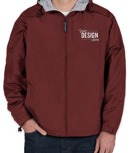 Port Authority Lined Hooded Team Jacket - Color: Maroon / Light Oxford