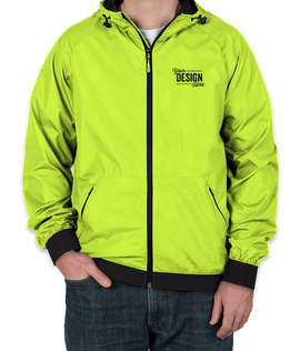 Sport-Tek Embossed Full Zip Hooded Jacket - Color: Lime Shock / Black