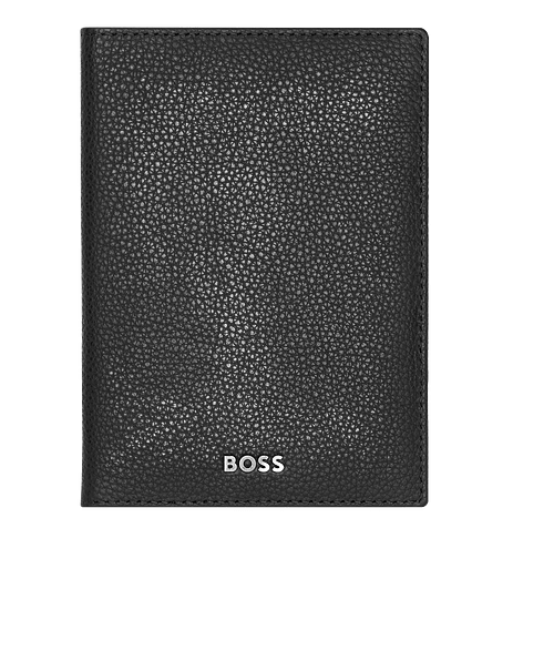 Hugo Boss Classic Grained Passport Holder in Black