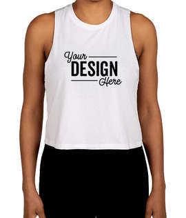 Bella + Canvas Women's Racerback Crop Tank Top - Color: Solid White Blend