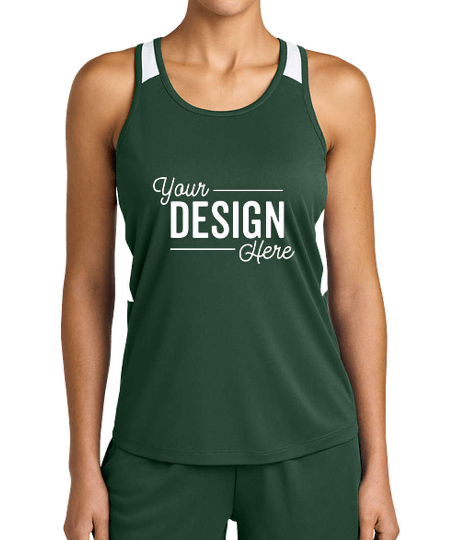 Sport-Tek Women's Club Recycled Performance Basketball Jersey in Forest Green / White