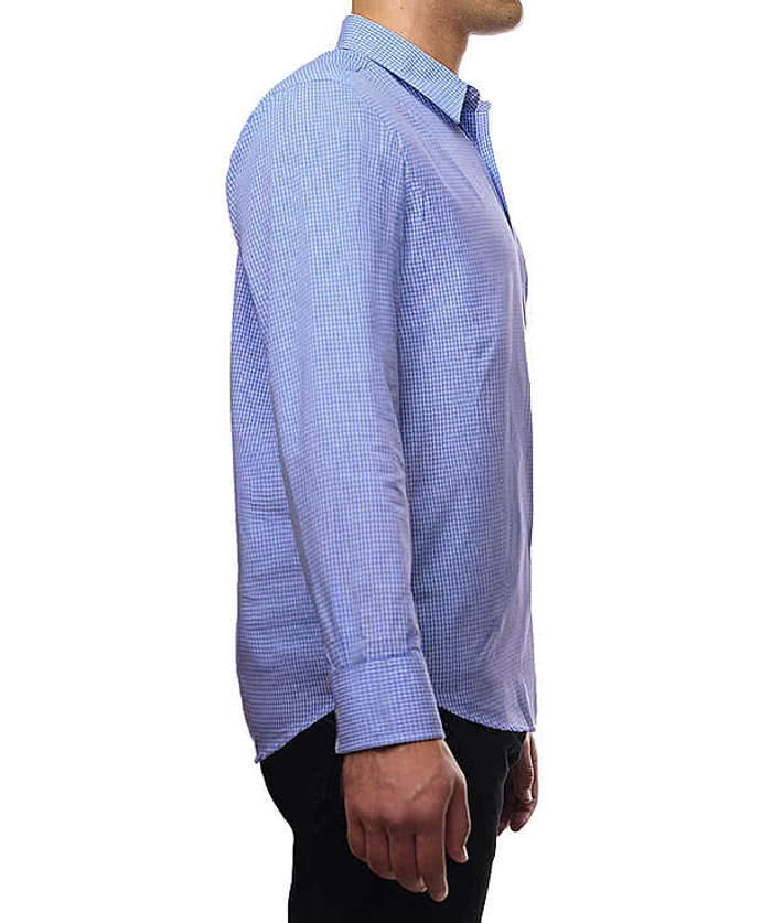 Blue Generation Untucked Gingham Long Sleeve Dress Shirt
