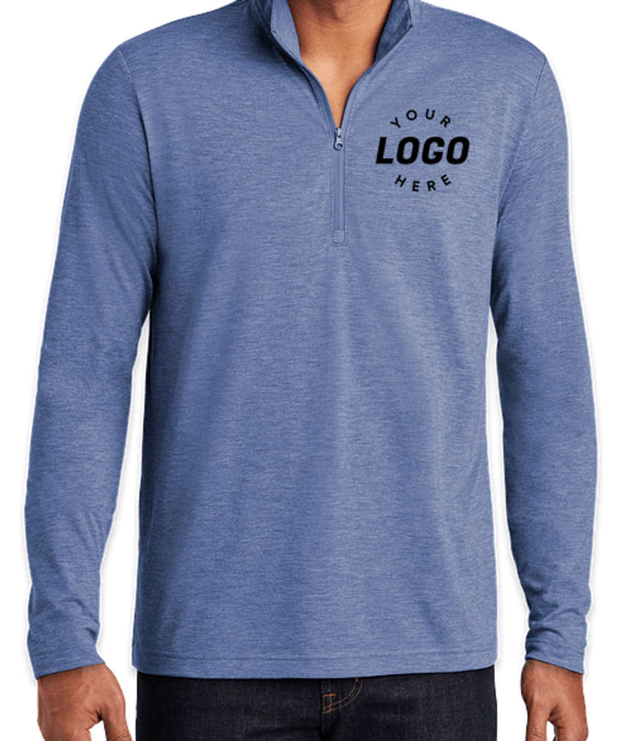 Sport-Tek Tri-Blend Quarter Zip Performance Shirt in Royal Heather