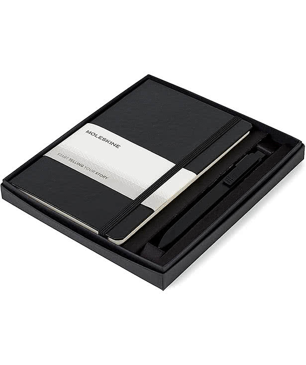 Moleskine Hard Cover Medium Notebook and GO Pen Gift Set