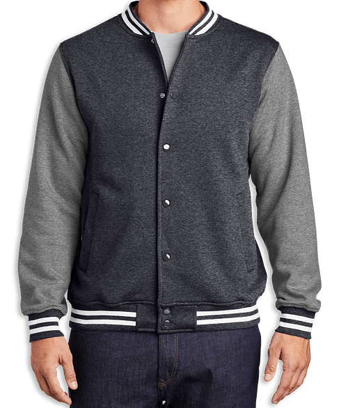 Sport-Tek Letterman Fleece Jacket - Embroidered in Vintage Heather / Graphite Heather