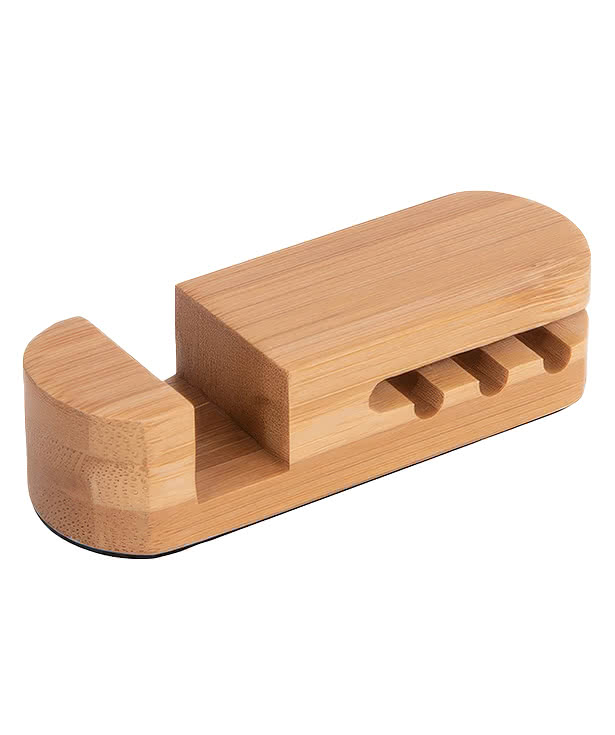 Laser Engraved Bamboo Desktop Cable Organizer