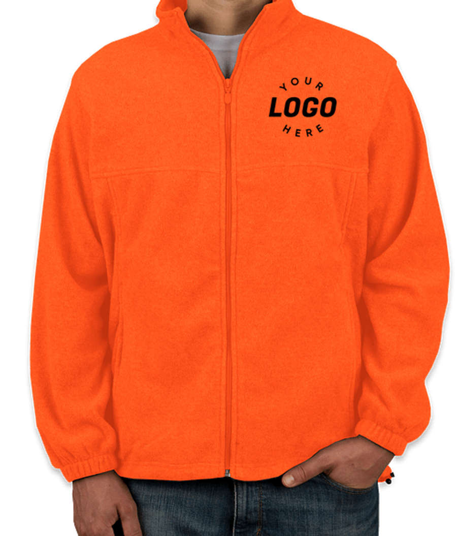 Harriton Full Zip Fleece Jacket - Printed in Safety Orange