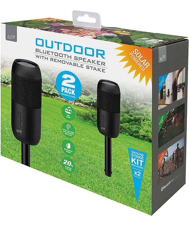 iLive Indoor and Outdoor Bluetooth Solar Speakers