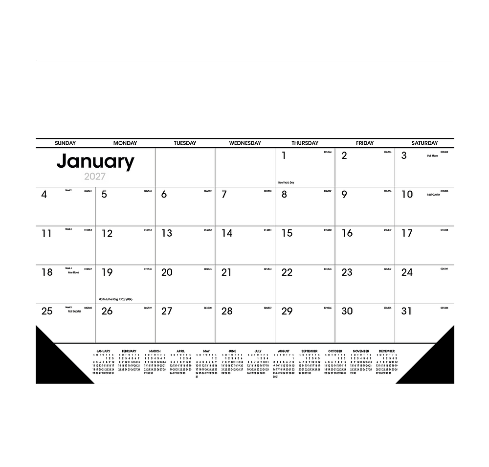 Black and White Monthly Desk Calendar-default
