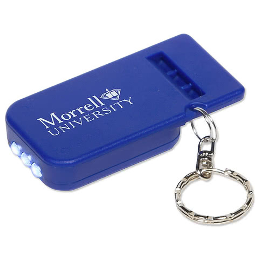 Solar Powered Light & Whistle Keychain in Black