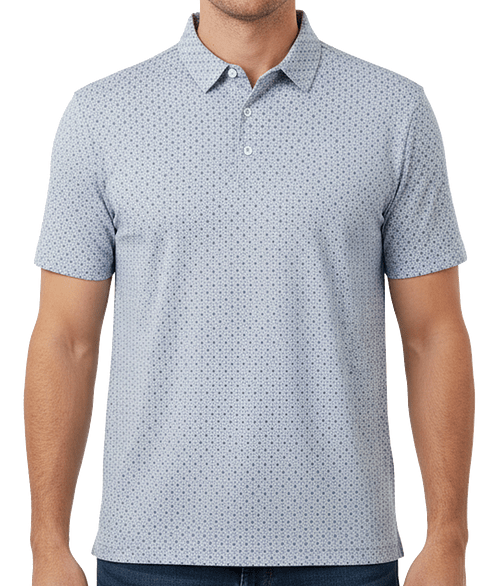 Burnside Recycled Dotted Polo in White Black Dot