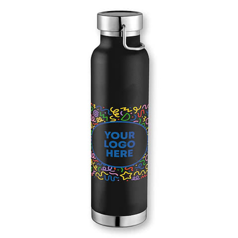 Confetti 22 oz. Thor Copper Vacuum Insulated Water Bottle in Black / Confetti
