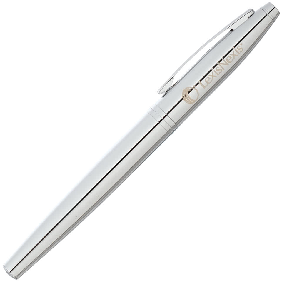 Laser Engraved Cross Calais Chrome Rollerball Gel Pen (black ink)
