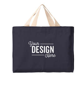 Bayside USA-Made Medium Gusseted 100% Cotton Canvas Tote - Color: Navy