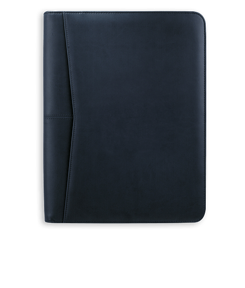 Debossed Pedova Zippered Padfolio in Navy