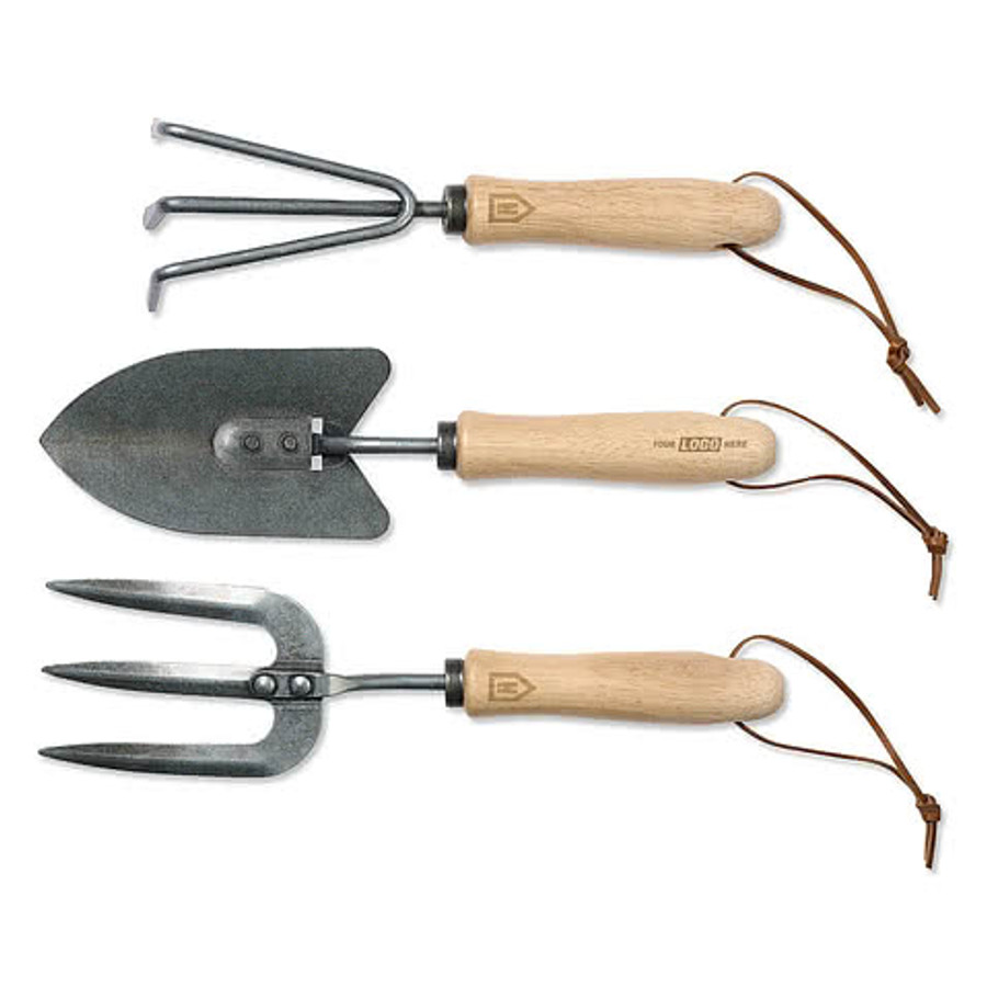 Laser Engraved Heritage Supply Premium Gardener's Tool Set in Wood
