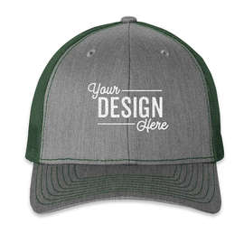 Richardson Snapback Trucker Hat - Color: Heather Grey / Dark Green