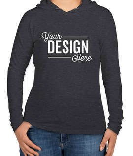 Anvil Women's Hooded Long Sleeve T-shirt - Color: Heather Dark Grey