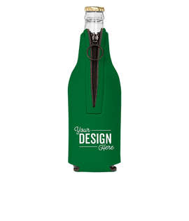 Foldable Foam Zipper Bottle Cooler - Color: Kelly Green