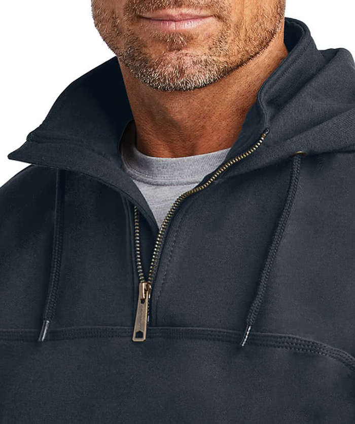 Half Zipper Custom Hoody Clothing Heavyweight Wholesale Fleece Half Zip  Hoodie