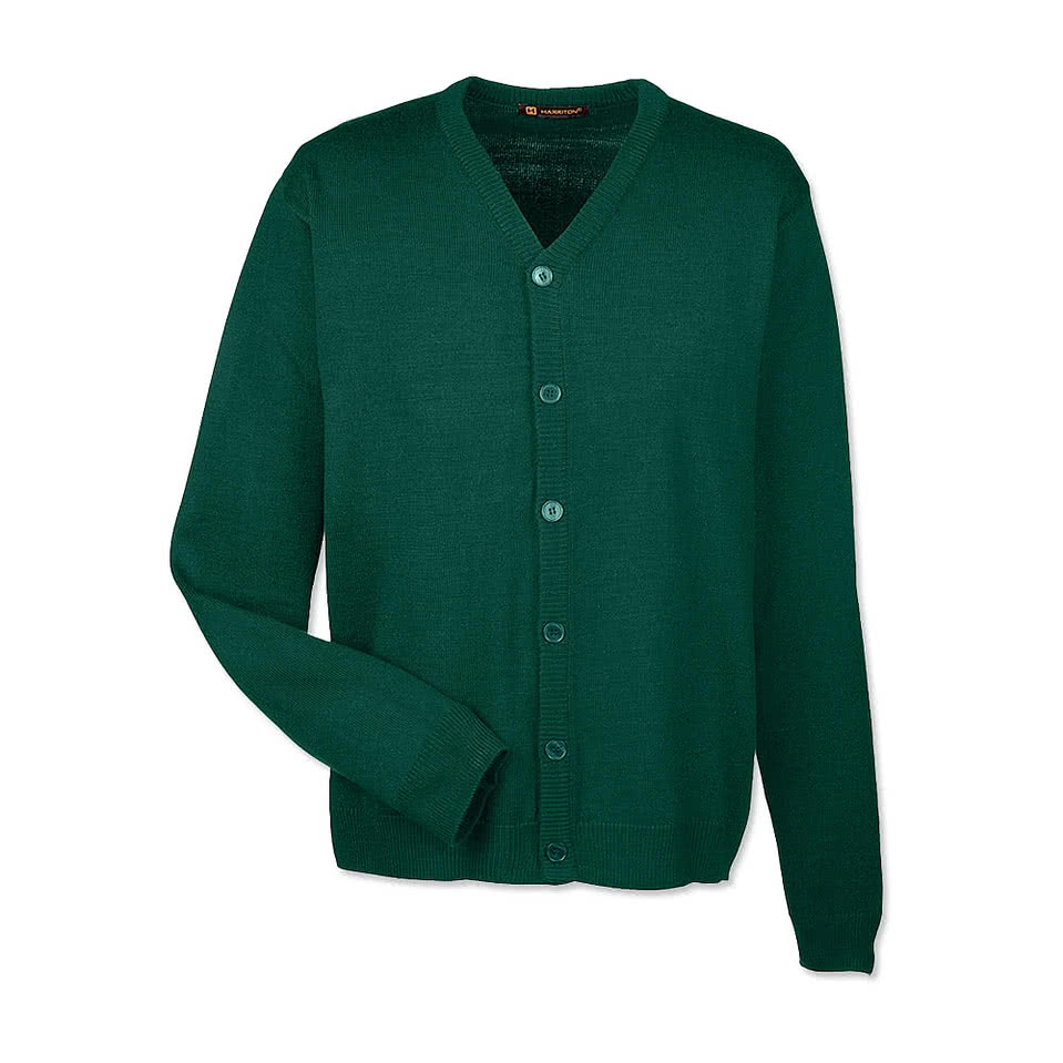 Harriton Pilbloc V-Neck Button-Up Cardigan - Printed