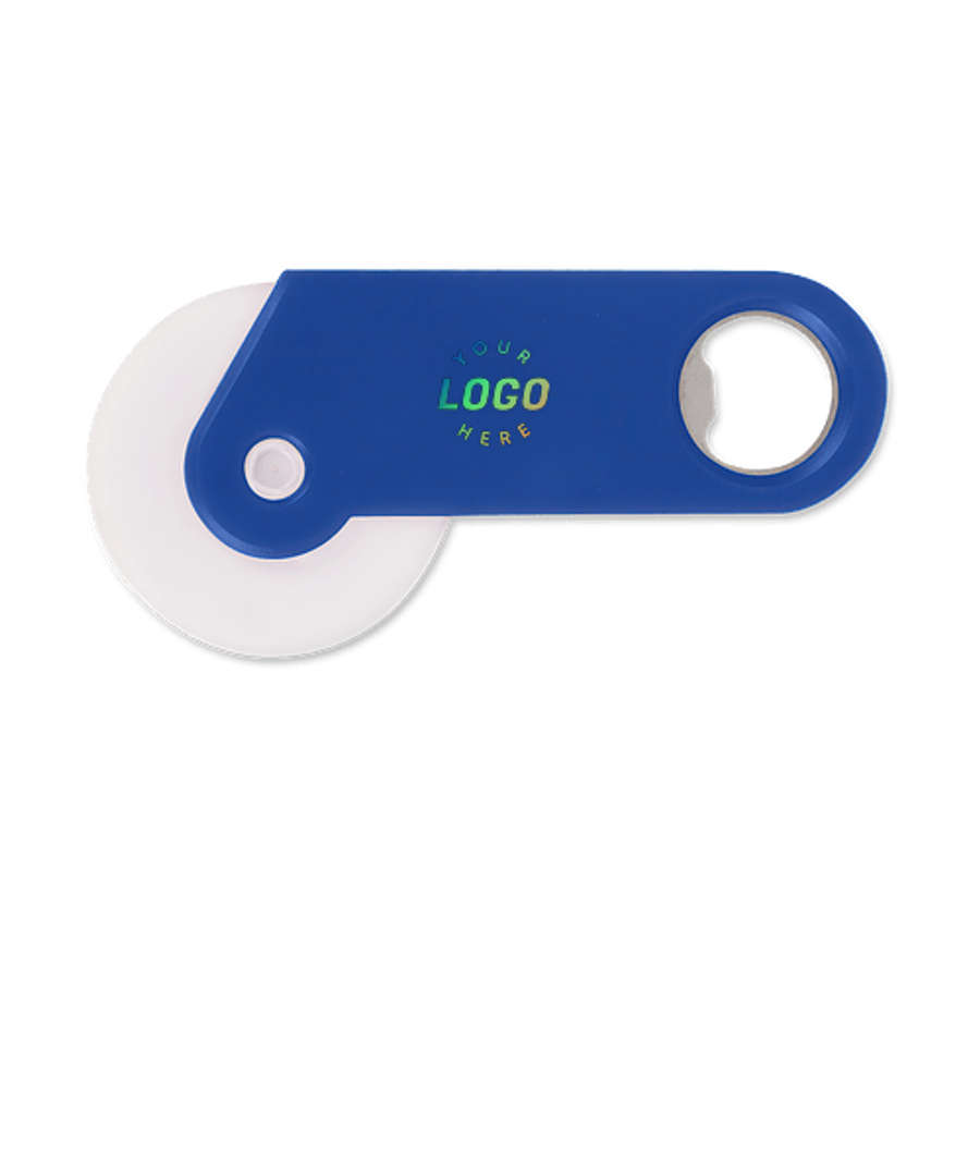 Pizza Cutter with Bottle Opener in Blue
