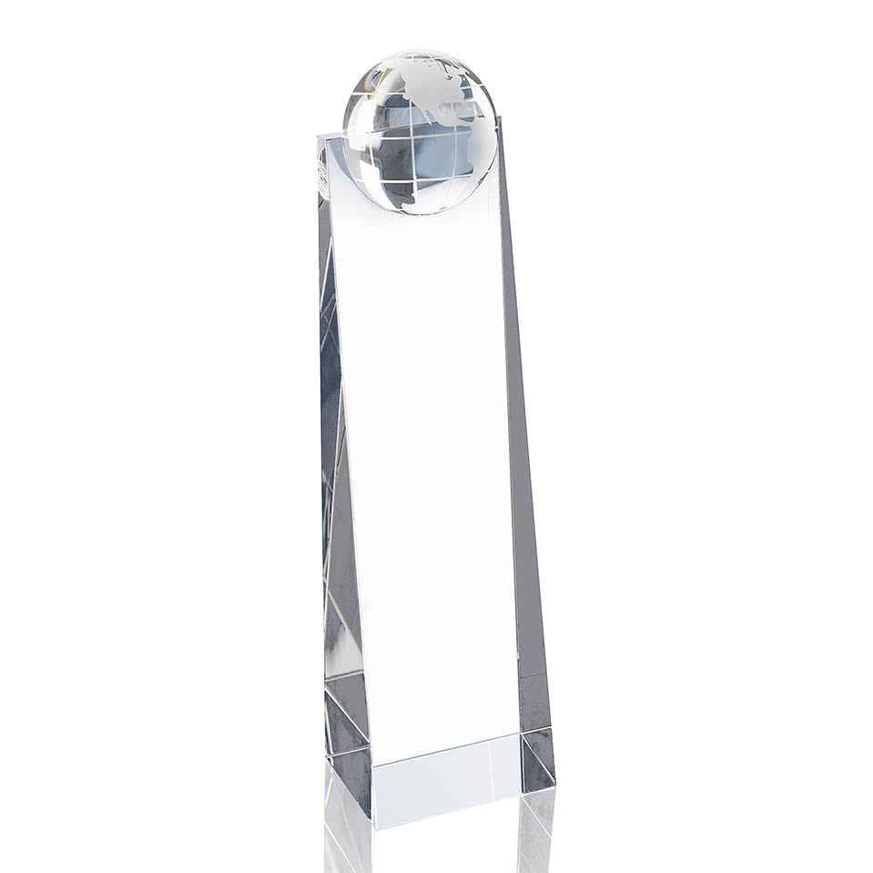 Laser Etched Globe Tower Award