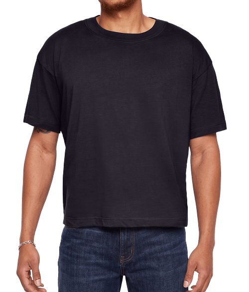 Live & Tell by LAT Boxy Fine Jersey Crewneck T-shirt in Black