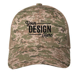 Port Authority Digital Camo Snapback Trucker Hat - Color: Olive Drab Green Digi/ Coyote Brown