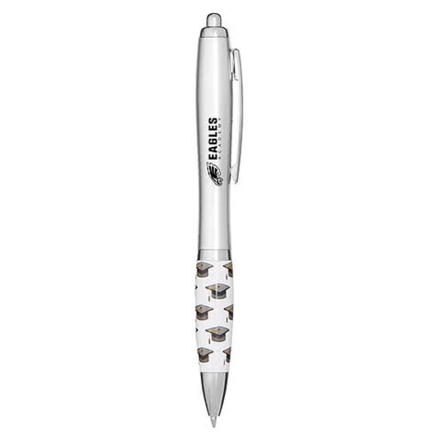 Education Graduation Cap Ballpoint Pen (black ink) in SILVER