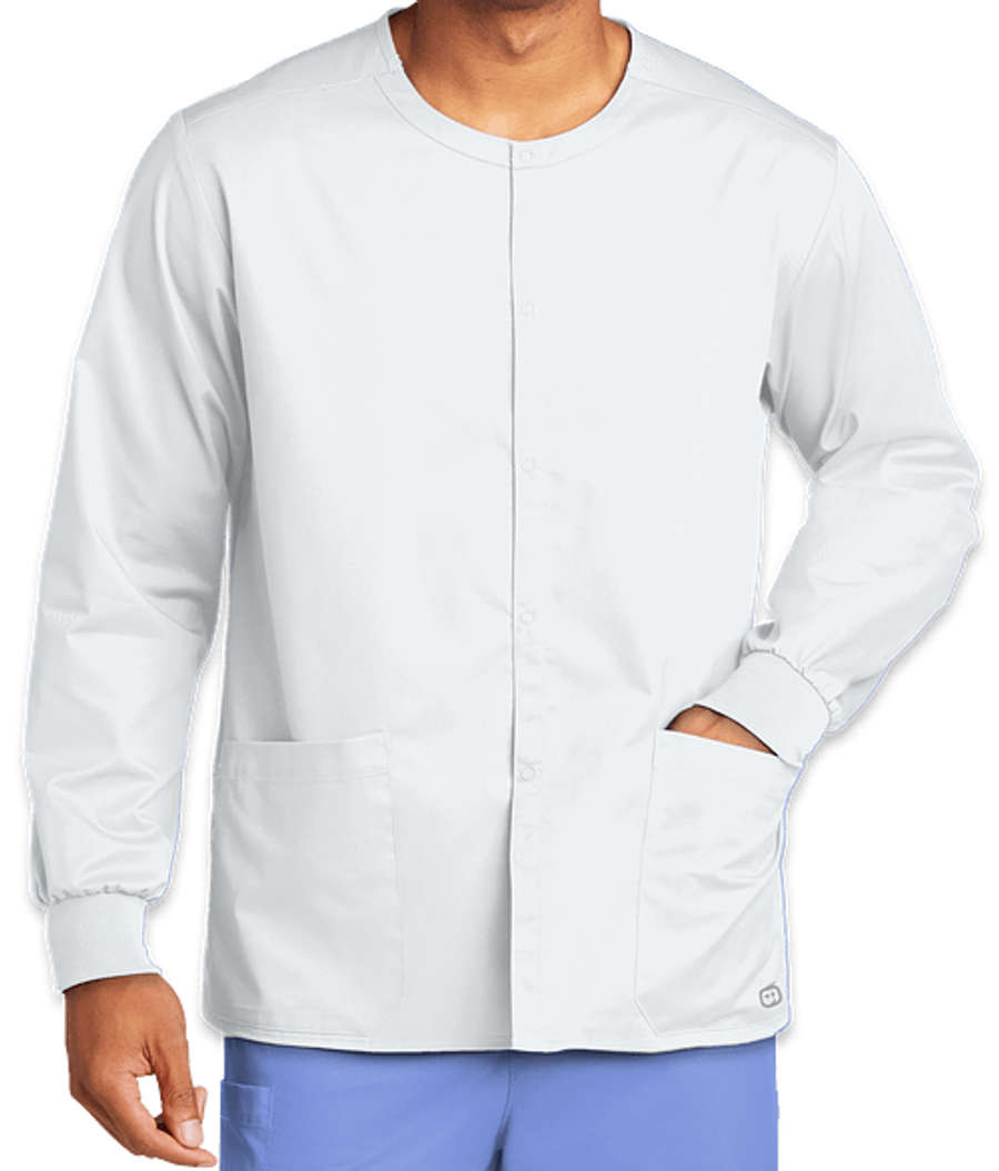 Wink WorkFlex Snap-Front Scrub Jacket in White