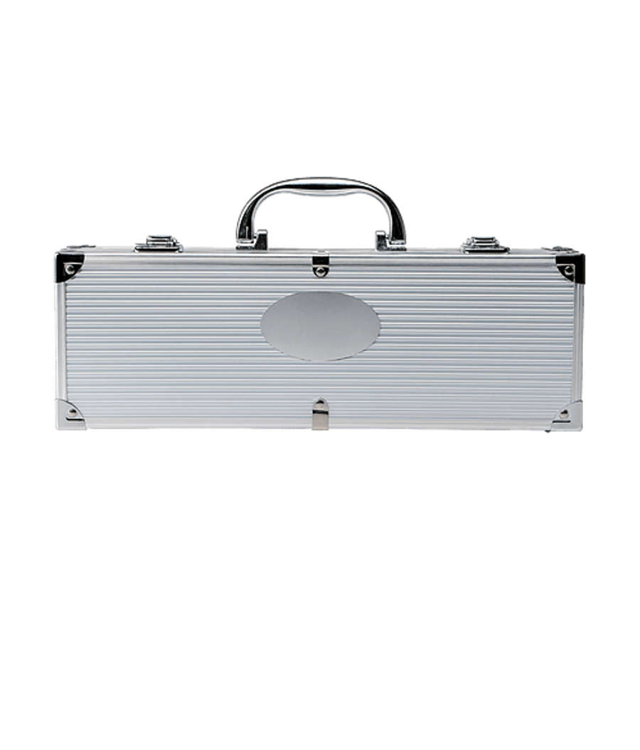 BBQ 3-Piece Set with Aluminum Storage Case in Silver