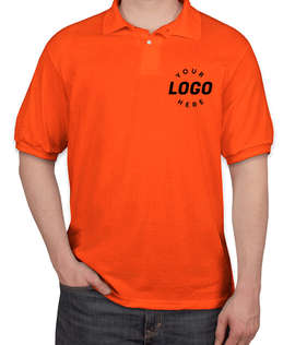 Hanes EcoSmart 50/50 Jersey Polo - Screen Printed - Color: Orange