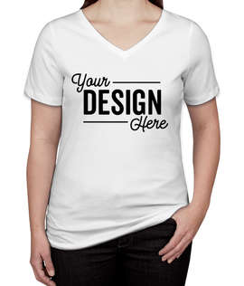 Bella + Canvas Women's Tri-Blend V-Neck T-shirt - Color: Solid White Triblend
